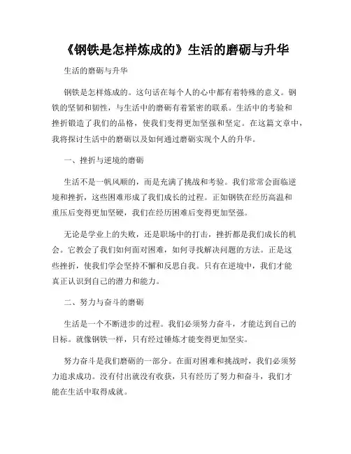 《钢铁是怎样炼成的》生活的磨砺与升华