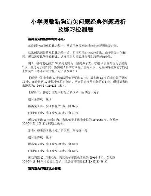 小学奥数猎狗追兔问题经典例题透析及练习检测题