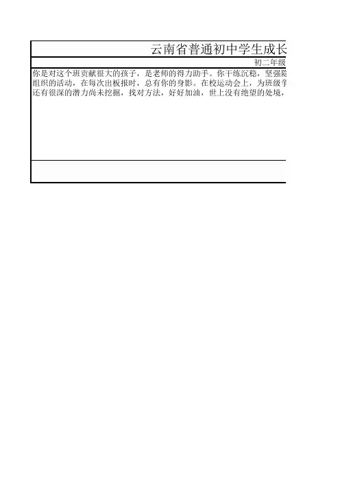 10云南省初中综合素质,完整版综合素质评定表