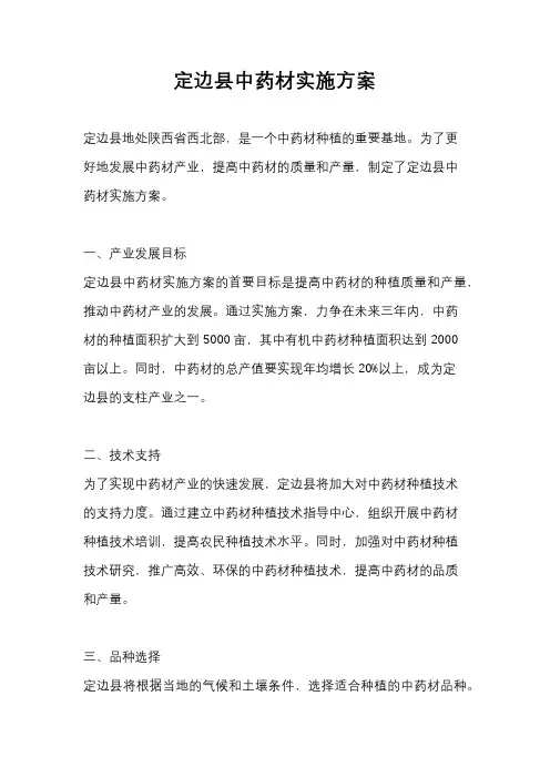 定边县中药材实施方案