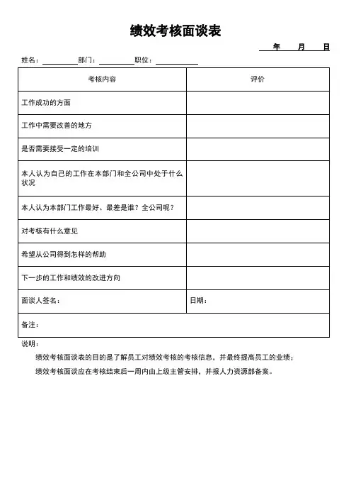 绩效考核面谈表