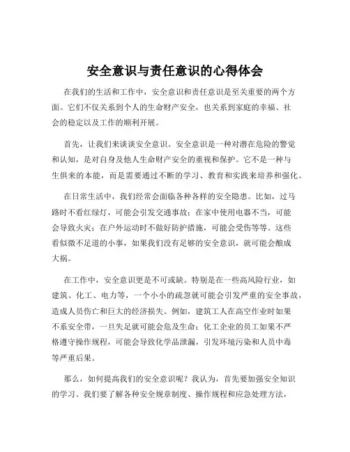 安全意识与责任意识的心得体会
