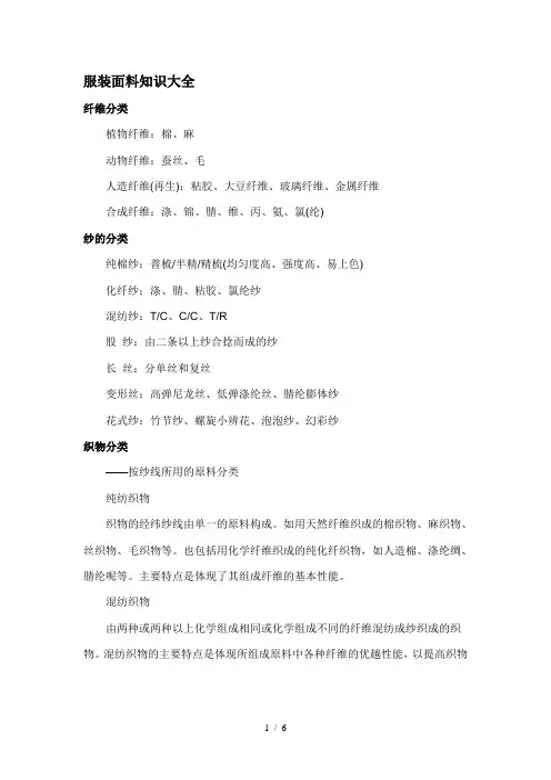 服装面料知识大全