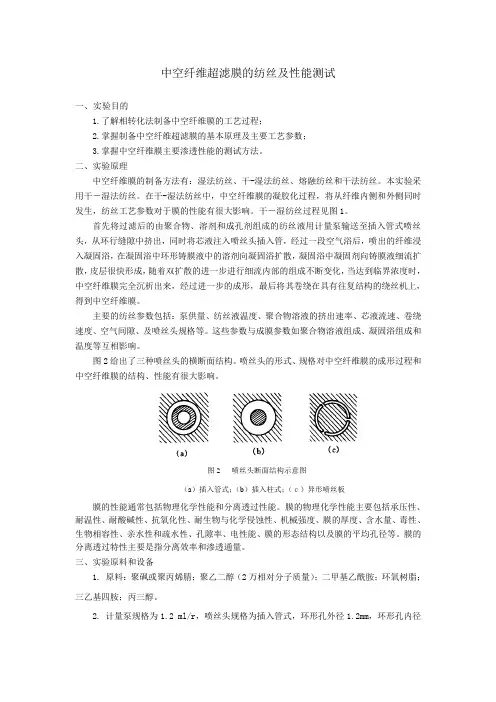 中空纤维超滤膜的纺丝及性能测试