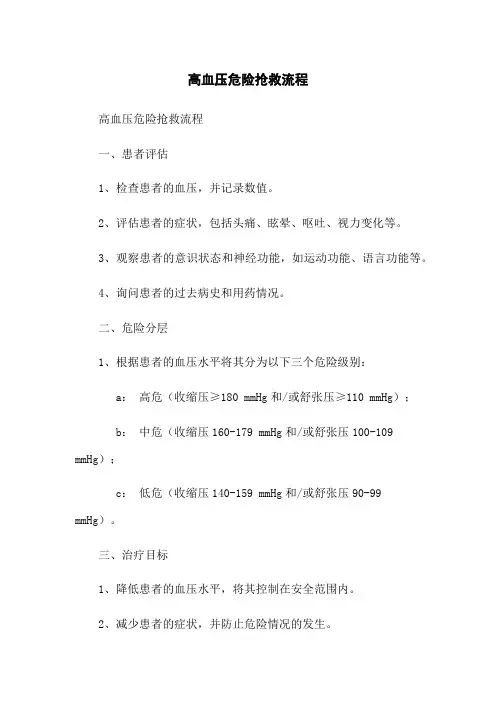 高血压危险抢救流程