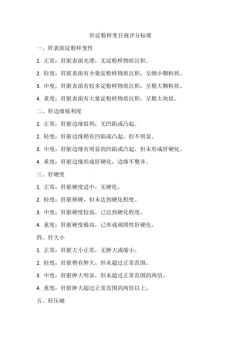 肝淀粉样变目视评分标准