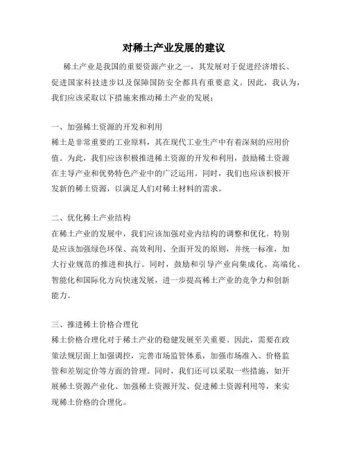 对稀土产业发展的建议