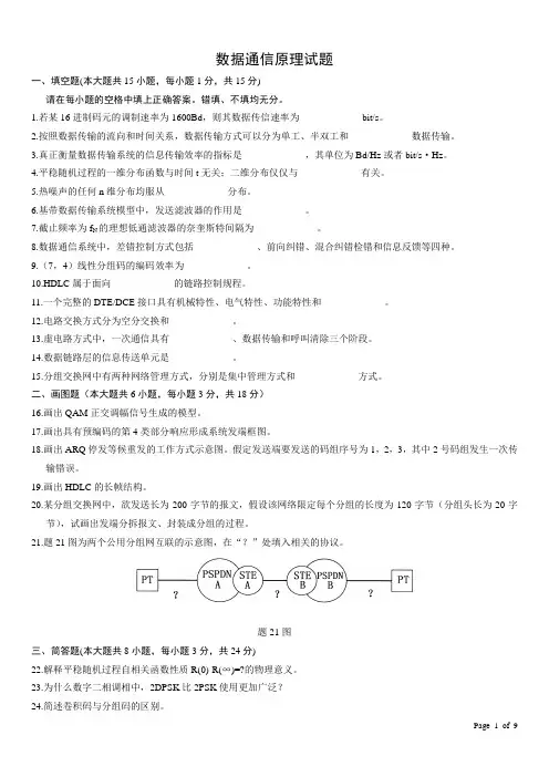 数据通信原理试题