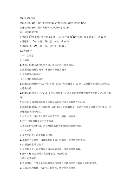 医学综合(西医)754考研大纲