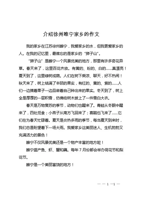 介绍徐州睢宁家乡的作文