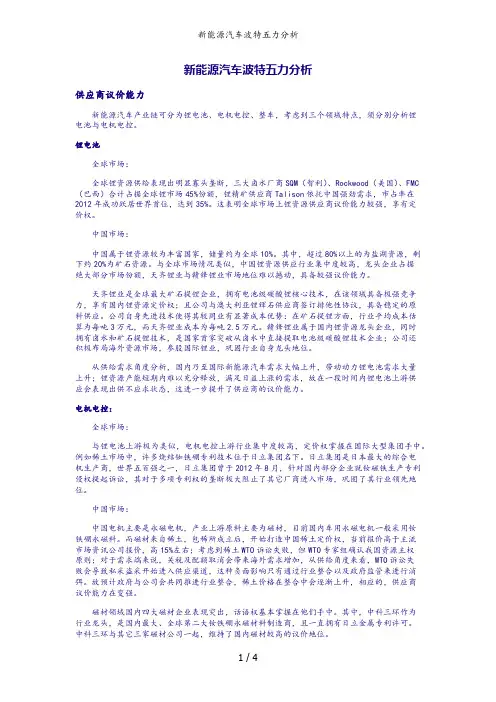 新能源汽车波特五力分析