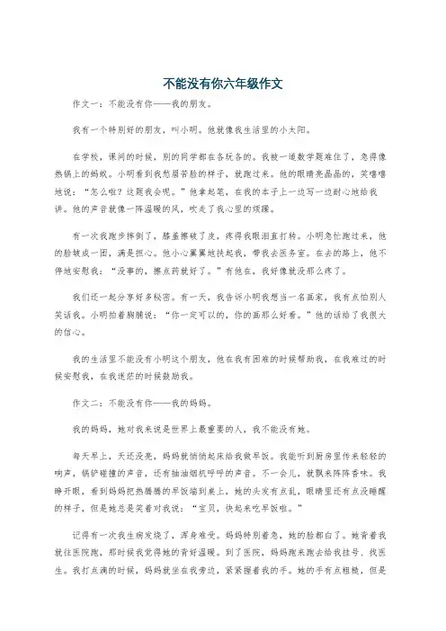 不能没有你六年级作文