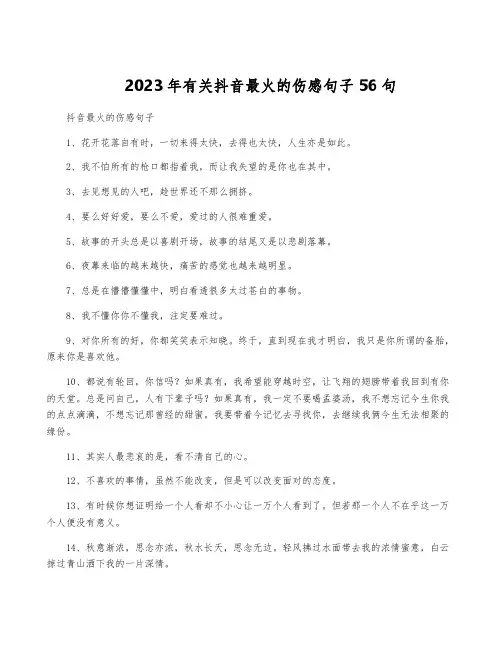 2023年有关抖音最火的伤感句子56句