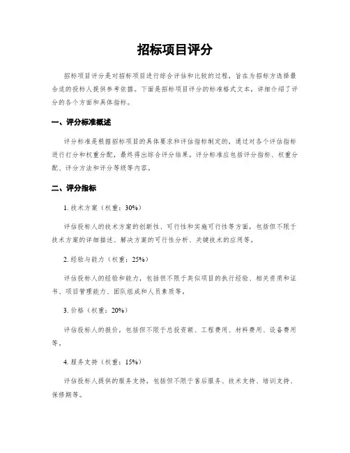 招标项目评分