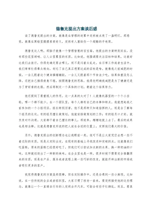 德鲁克提出方案读后感
