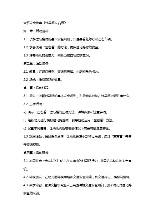 大班安全教案《过马路左右看》