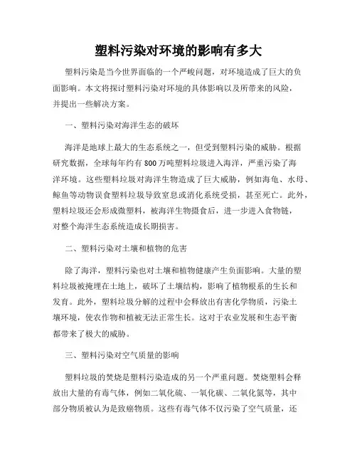 塑料污染对环境的影响有多大