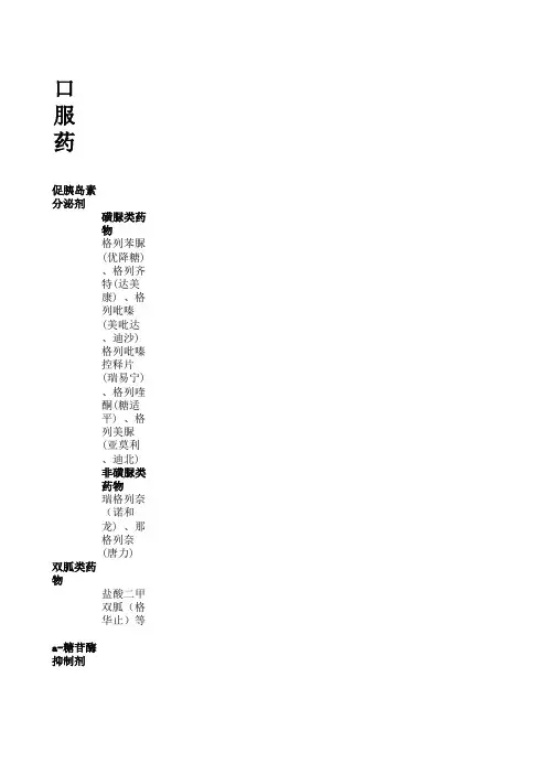 糖尿病药物总结