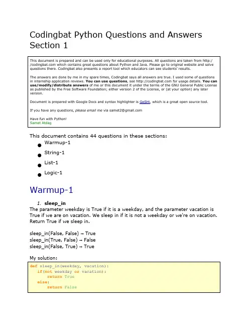 CodingbatPythonQuestionsandAnswersSection1