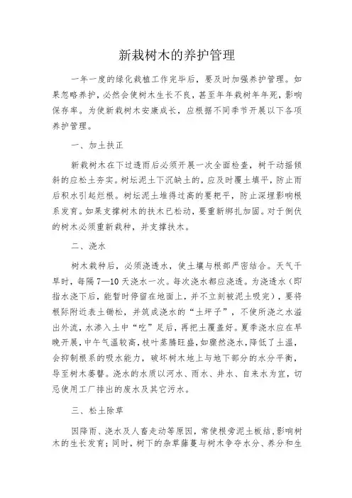 新栽树木的养护管理
