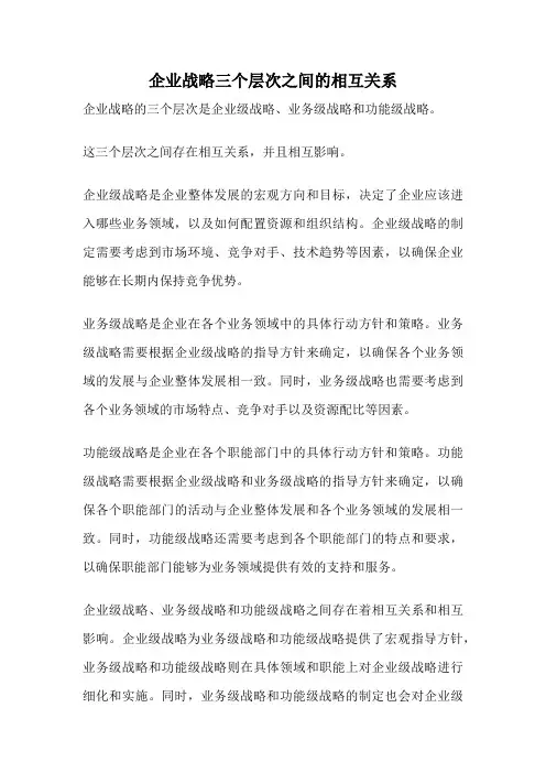 企业战略三个层次之间的相互关系