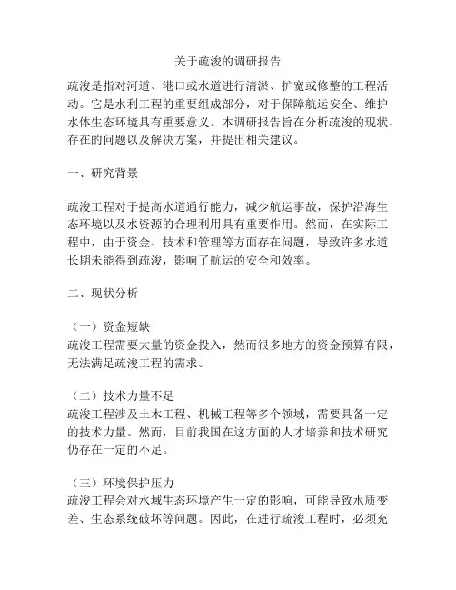 关于疏浚的调研报告