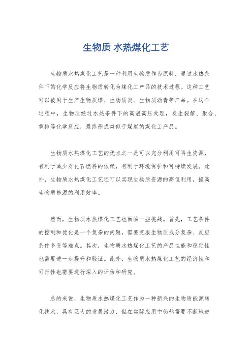 生物质 水热煤化工艺