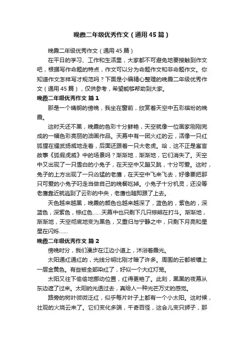 晚霞二年级优秀作文（通用45篇）