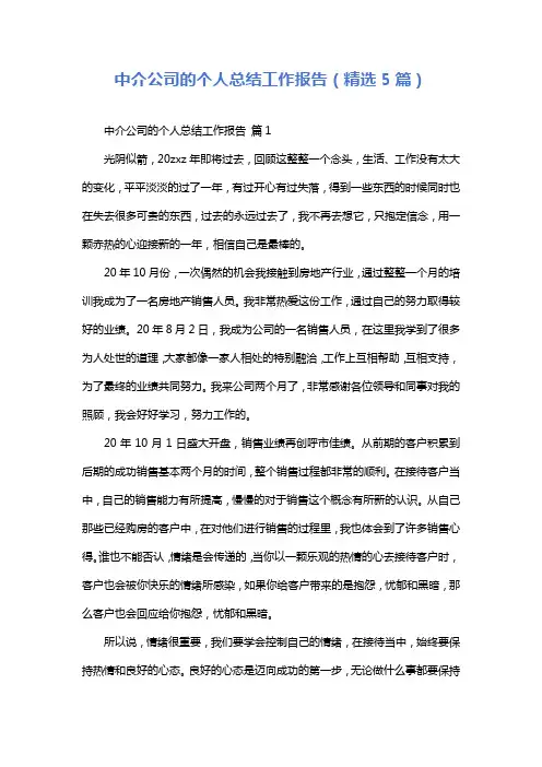中介公司的个人总结工作报告(精选5篇)
