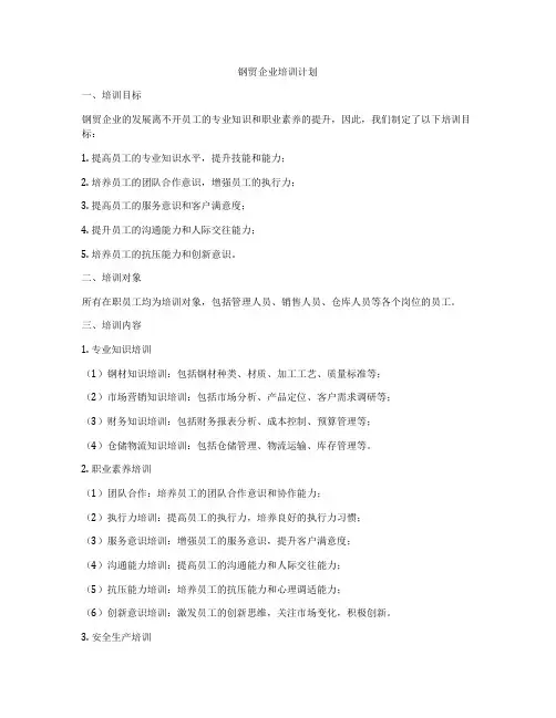 钢贸企业培训计划