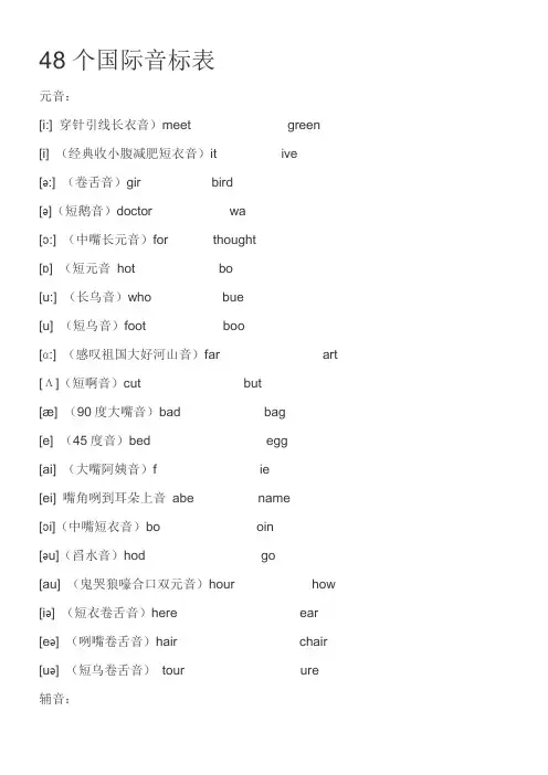 《音标表48》优秀教案