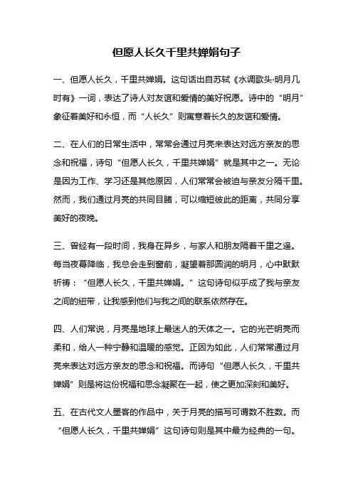 但愿人长久千里共婵娟句子