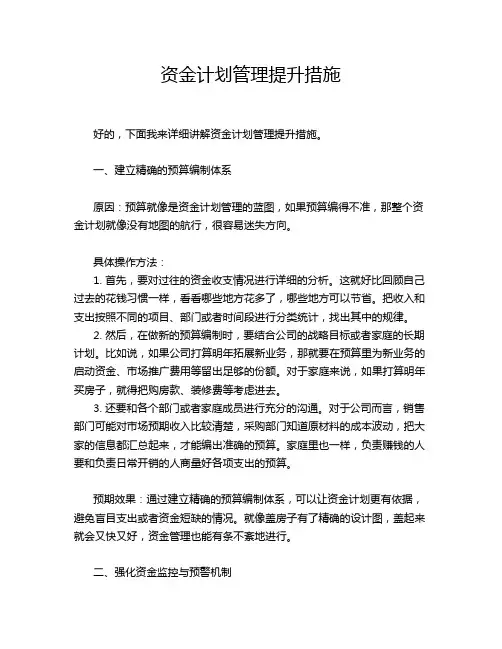 资金计划管理提升措施