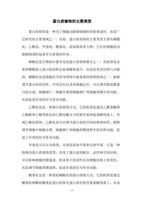 蛋白质修饰的主要类型