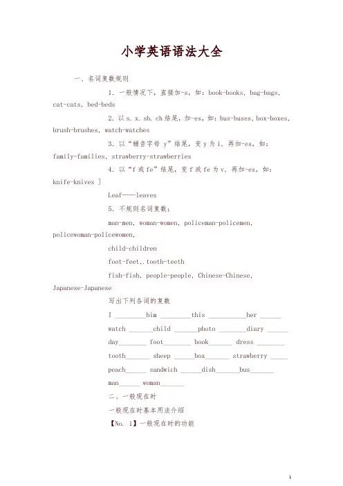 小学六年级小升初英语语法大全