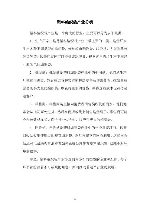 塑料编织袋产业分类