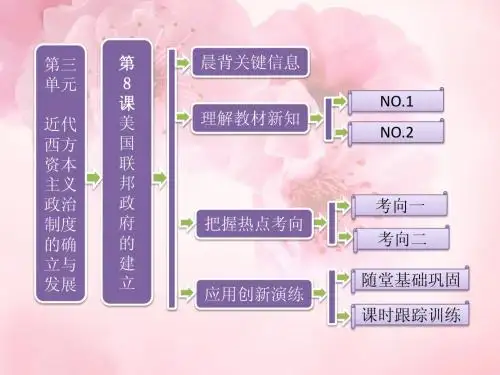 高中历史  第三单元 第8课 美国联邦政府的建立课件 新人教版必修1