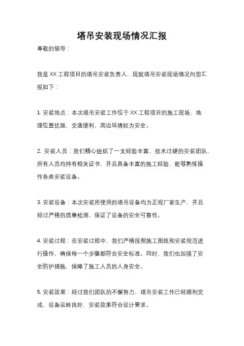 塔吊安装现场情况汇报