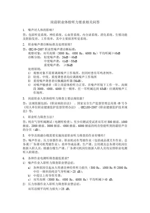 岗前职业体检听力要求相关问答