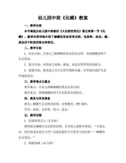 幼儿园中班《化蝶》教案