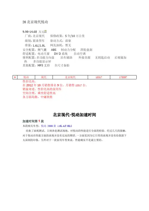 26   北京现代悦动车型资料