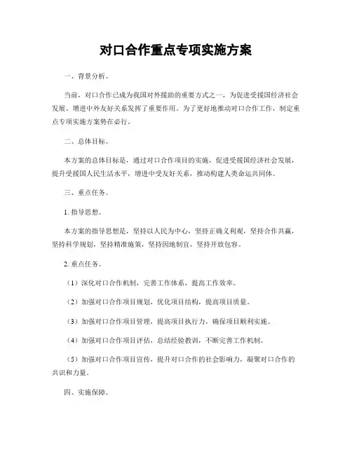 对口合作重点专项实施方案