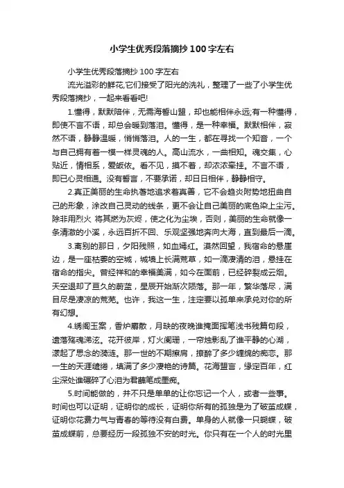 小学生优秀段落摘抄100字左右