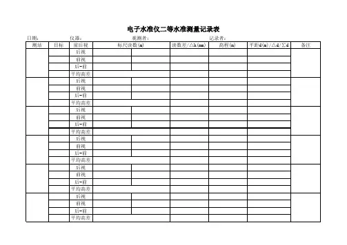 数字水准仪-测量记录表