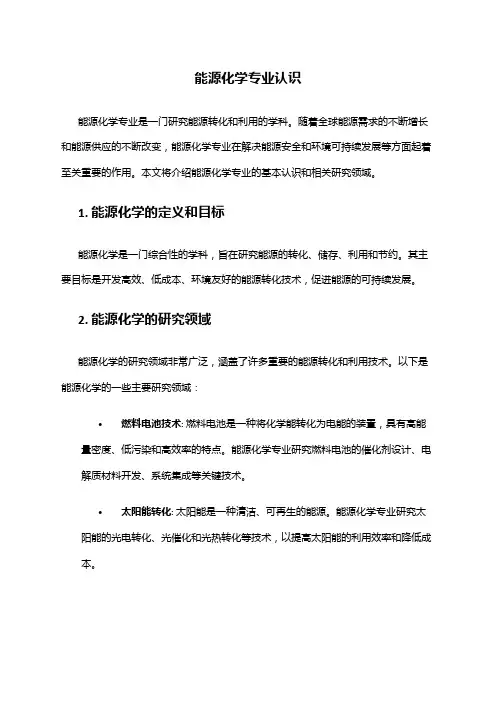 能源化学专业认识