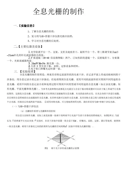 全息光栅的制作(实验报告)