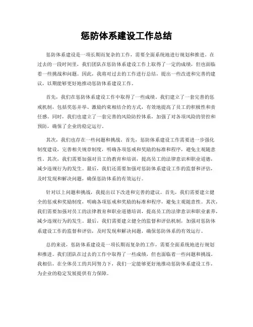 惩防体系建设工作总结