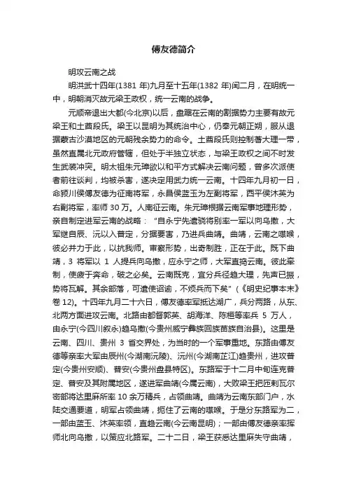傅友德简介