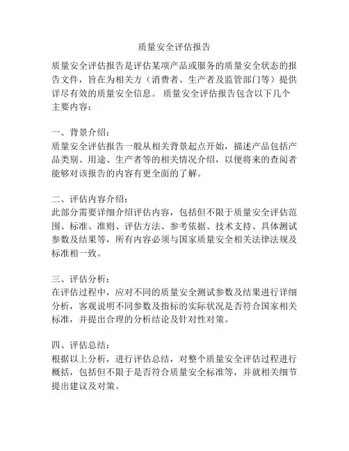 质量安全评估报告