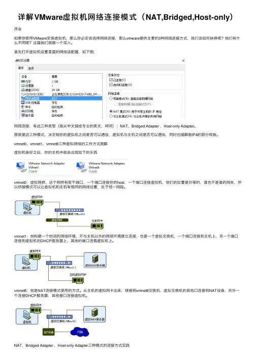 详解VMware虚拟机网络连接模式（NAT,Bridged,Host-only）